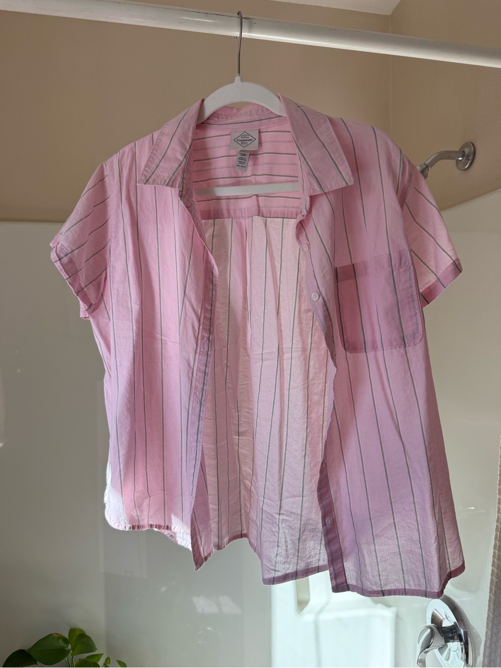 St. John's Bay Pink Striped Short-Sleeve Button-Down